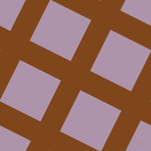 63/153 degree angle diagonal checkered chequered lines, 88 pixel line width, 187 pixel square size, Russet and London Hue plaid checkered seamless tileable