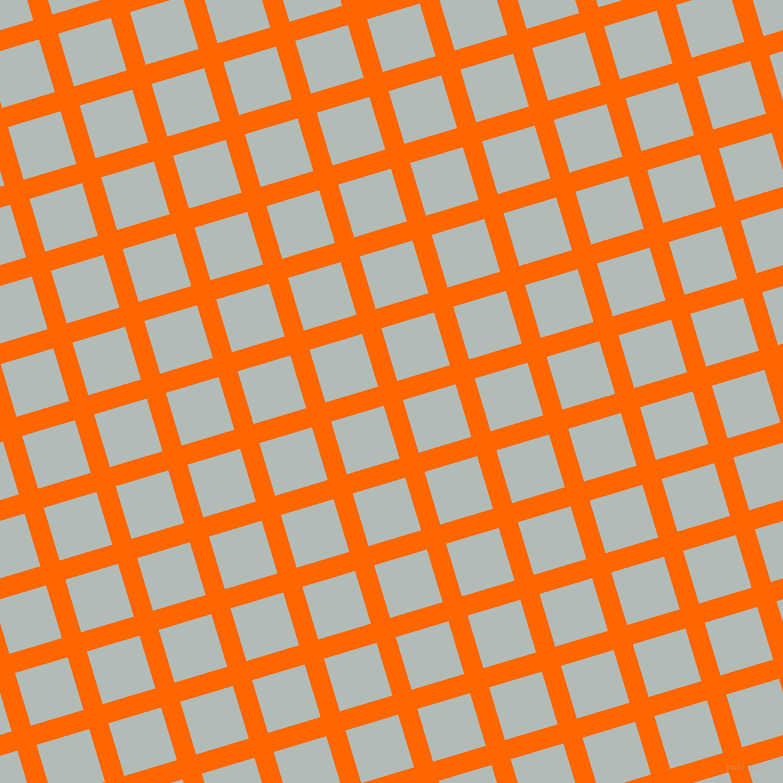 17/107 degree angle diagonal checkered chequered lines, 20 pixel lines width, 55 pixel square size, Safety Orange and Loblolly plaid checkered seamless tileable