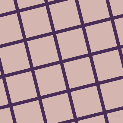 14/104 degree angle diagonal checkered chequered lines, 11 pixel lines width, 88 pixel square size, Scarlet Gum and Oyster Pink plaid checkered seamless tileable