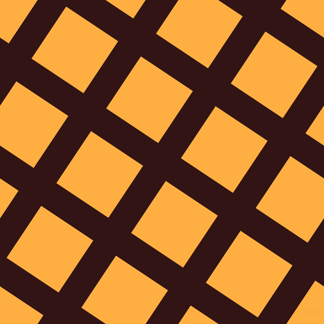 56/146 degree angle diagonal checkered chequered lines, 55 pixel line width, 126 pixel square size, Seal Brown and Yellow Orange plaid checkered seamless tileable