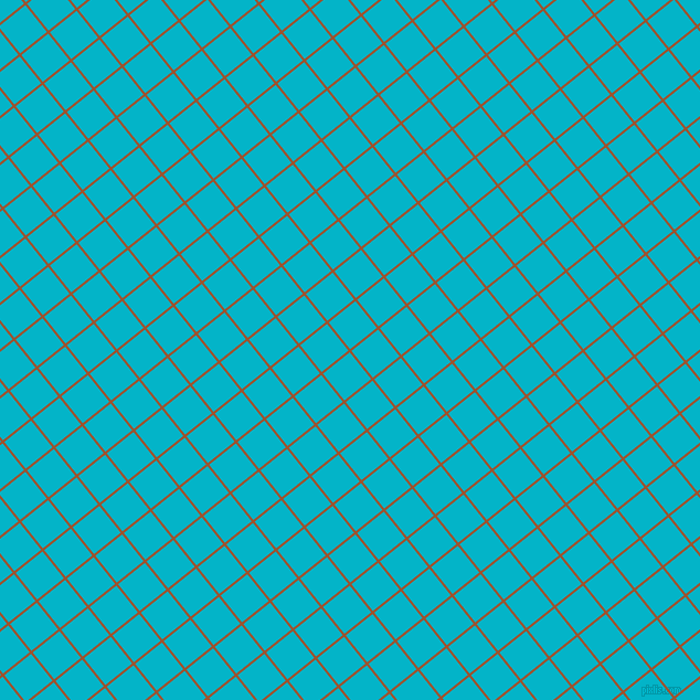39/129 degree angle diagonal checkered chequered lines, 2 pixel line width, 31 pixel square size, Sienna and Iris Blue plaid checkered seamless tileable