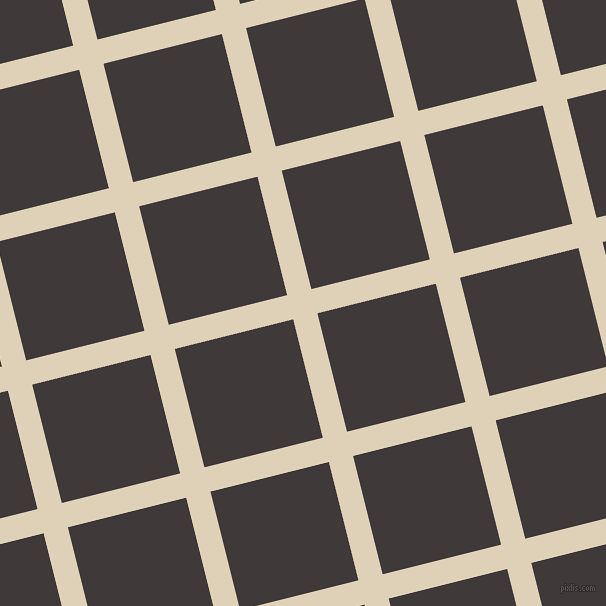 14/104 degree angle diagonal checkered chequered lines, 25 pixel line width, 122 pixel square size, Spanish White and Eclipse plaid checkered seamless tileable