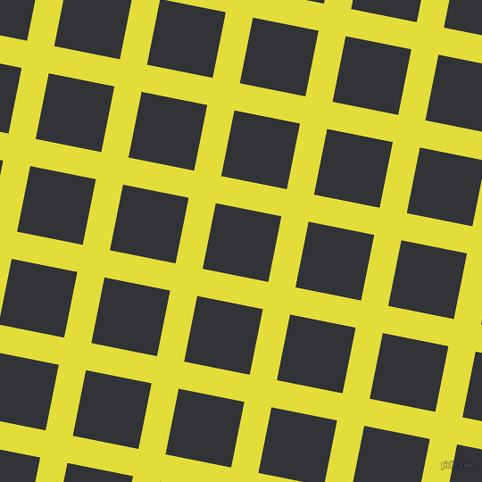 79/169 degree angle diagonal checkered chequered lines, 31 pixel line width, 75 pixel square size, Starship and Ebony plaid checkered seamless tileable