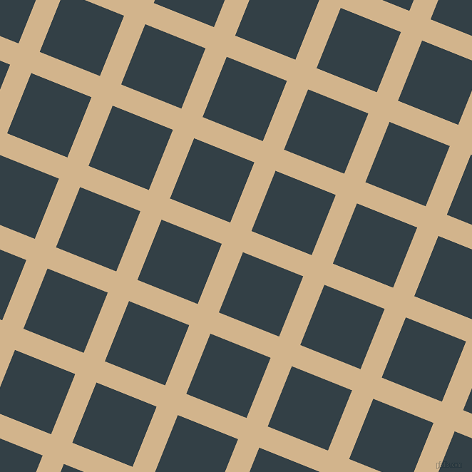 68/158 degree angle diagonal checkered chequered lines, 32 pixel line width, 91 pixel square size, Tan and Big Stone plaid checkered seamless tileable