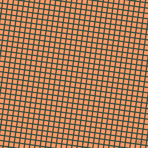 82/172 degree angle diagonal checkered chequered lines, 4 pixel lines width, 14 pixel square size, Te Papa Green and Atomic Tangerine plaid checkered seamless tileable