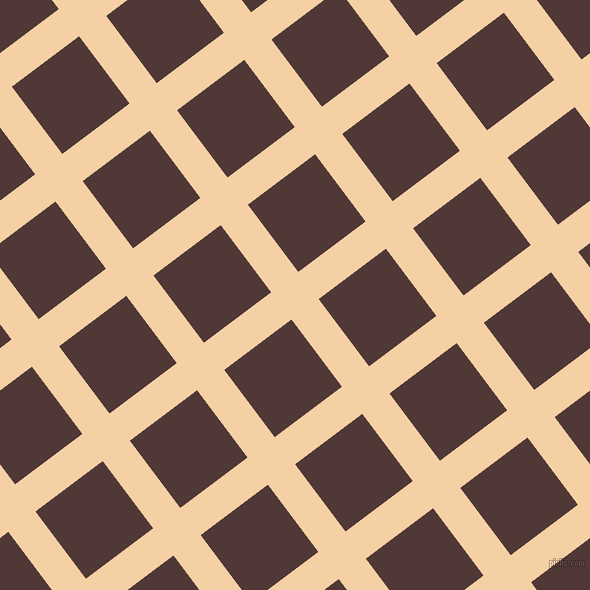 37/127 degree angle diagonal checkered chequered lines, 34 pixel line width, 84 pixel square size, Tequila and Cocoa Bean plaid checkered seamless tileable
