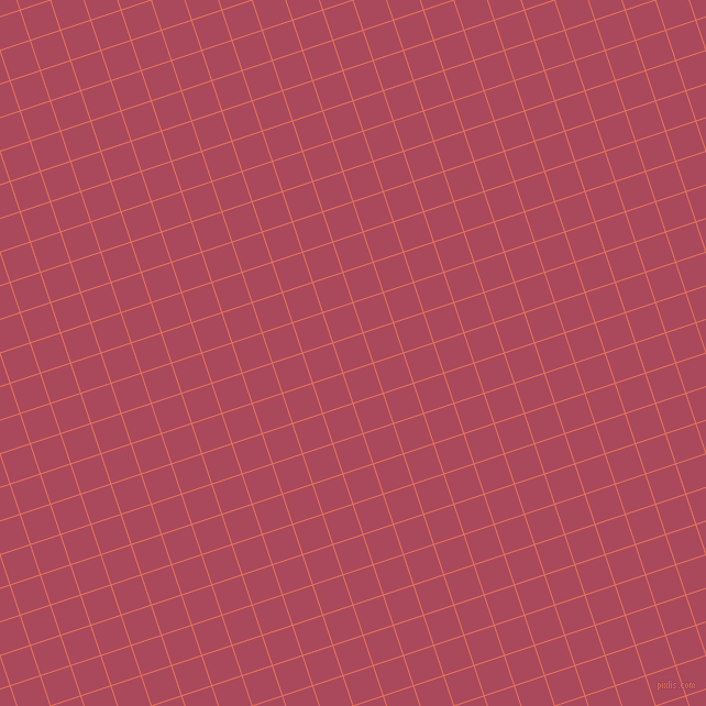 18/108 degree angle diagonal checkered chequered lines, 1 pixel lines width, 28 pixel square size, Terra Cotta and Hippie Pink plaid checkered seamless tileable