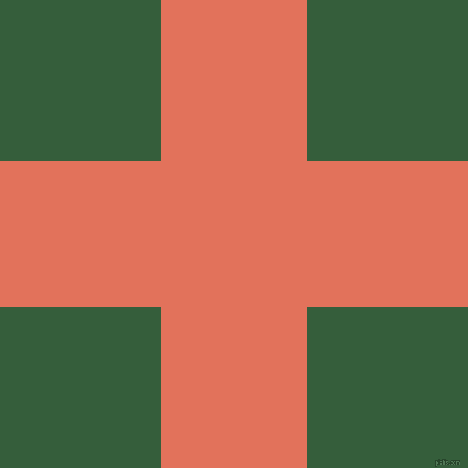 checkered chequered horizontal vertical lines, 210 pixel lines width, 460 pixel square size, Terra Cotta and Hunter Green plaid checkered seamless tileable