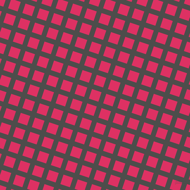 72/162 degree angle diagonal checkered chequered lines, 16 pixel lines width, 32 pixel square size, Thunder and Cerise plaid checkered seamless tileable