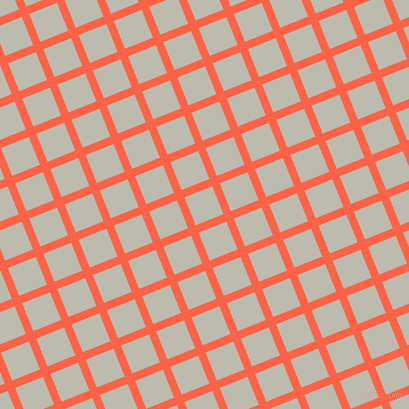 22/112 degree angle diagonal checkered chequered lines, 8 pixel lines width, 30 pixel square size, Tomato and Grey Nickel plaid checkered seamless tileable