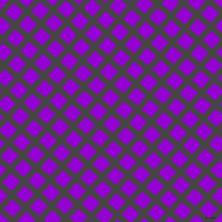 48/138 degree angle diagonal checkered chequered lines, 20 pixel lines width, 44 pixel square size, Tuatara and Dark Violet plaid checkered seamless tileable