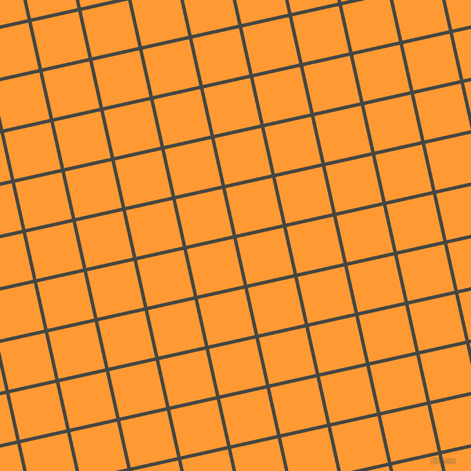 13/103 degree angle diagonal checkered chequered lines, 5 pixel lines width, 69 pixel square size, Tuatara and Neon Carrot plaid checkered seamless tileable