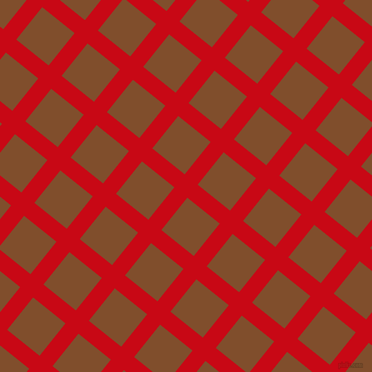 51/141 degree angle diagonal checkered chequered lines, 24 pixel line width, 60 pixel square size, Venetian Red and Korma plaid checkered seamless tileable