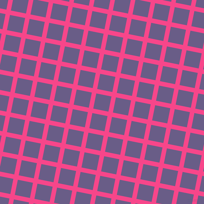 79/169 degree angle diagonal checkered chequered lines, 15 pixel line width, 51 pixel square size, Violet Red and Kimberly plaid checkered seamless tileable
