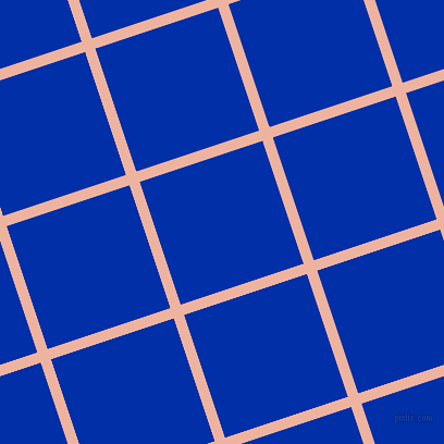 18/108 degree angle diagonal checkered chequered lines, 10 pixel lines width, 119 pixel square size, Wax Flower and International Klein Blue plaid checkered seamless tileable