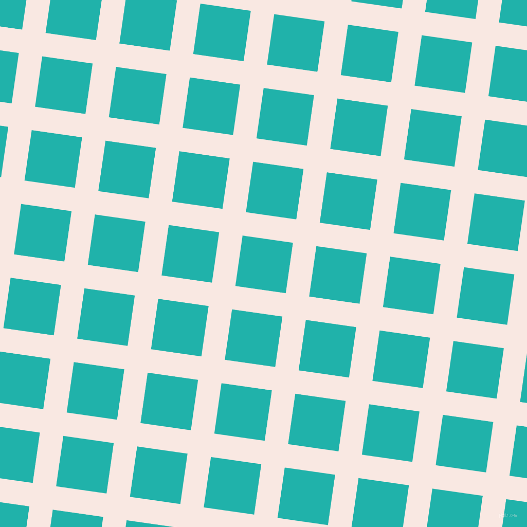 82/172 degree angle diagonal checkered chequered lines, 46 pixel line width, 99 pixel square size, Wisp Pink and Light Sea Green plaid checkered seamless tileable