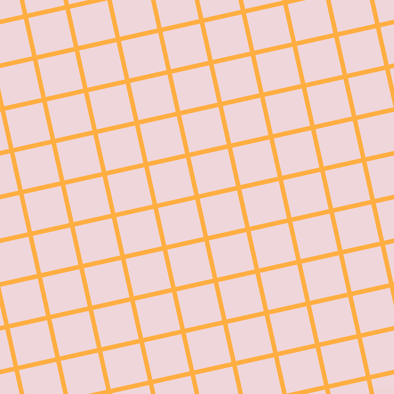 13/103 degree angle diagonal checkered chequered lines, 9 pixel lines width, 76 pixel square size, Yellow Orange and Pale Rose plaid checkered seamless tileable