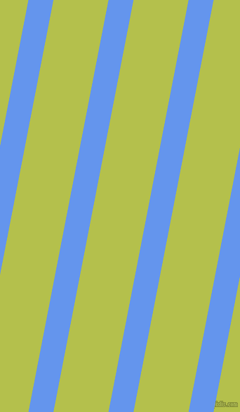 79 degree angle lines stripes, 35 pixel line width, 77 pixel line spacing, Cornflower Blue and Celery stripes and lines seamless tileable