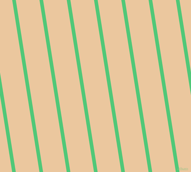 99 degree angle lines stripes, 12 pixel line width, 78 pixel line spacing, Emerald and New Tan stripes and lines seamless tileable